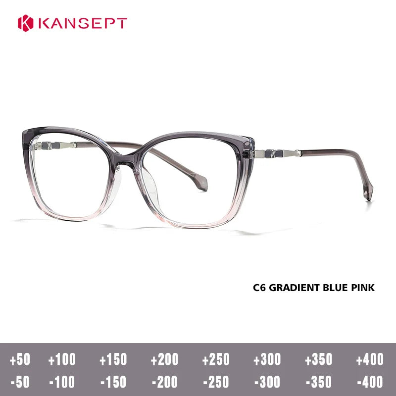 Kansept Women's Full Rim Square Tr 90 Alloy Reading Glasses 27004
