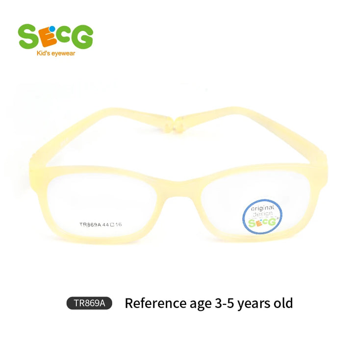 Secg Unisex Children's Full Rim Square Tr 90 Silicone Eyeglasses 8690 Full Rim Secg TR869A TC11 YELLOW  