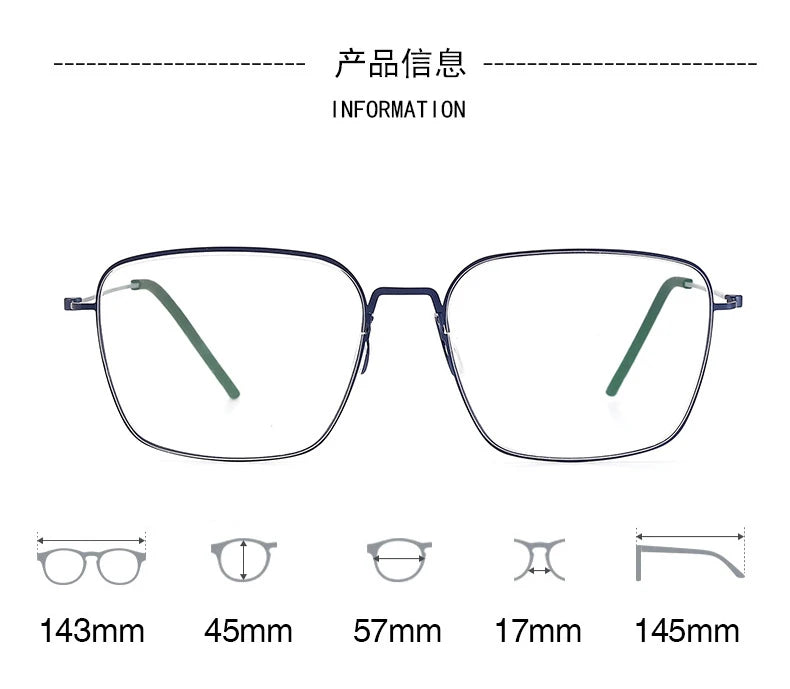 Black Mask Unisex Full Rim Square Screwless Titanium Eyeglasses 195538