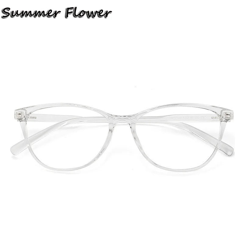 Summer Flower Women's Full Rim Cat Eye Tr 90 Titanium Eyeglasses 17193 Full Rim Summer Flower Transparent