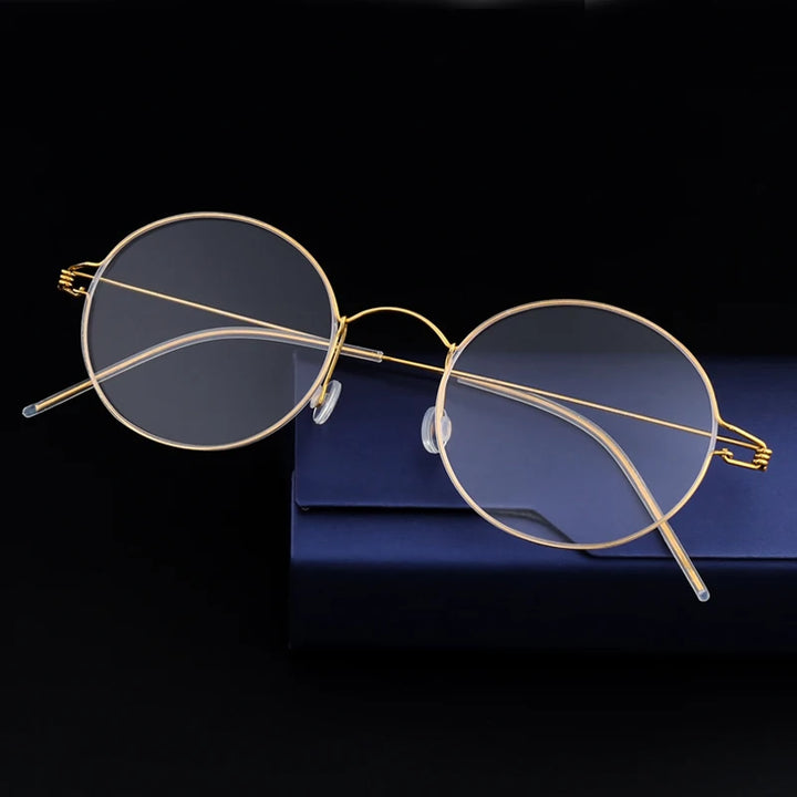 Black Mask Women's Full Rim Round Screwless Titanium Eyeglasses 76602