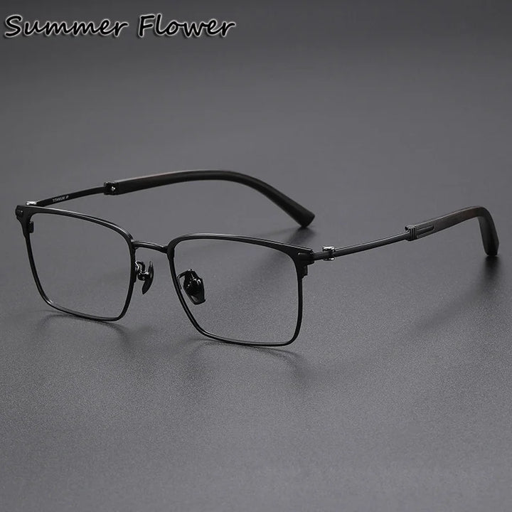 Summer Flower Men's Full Rim Polygon Square Titanium Eyeglasses 612340