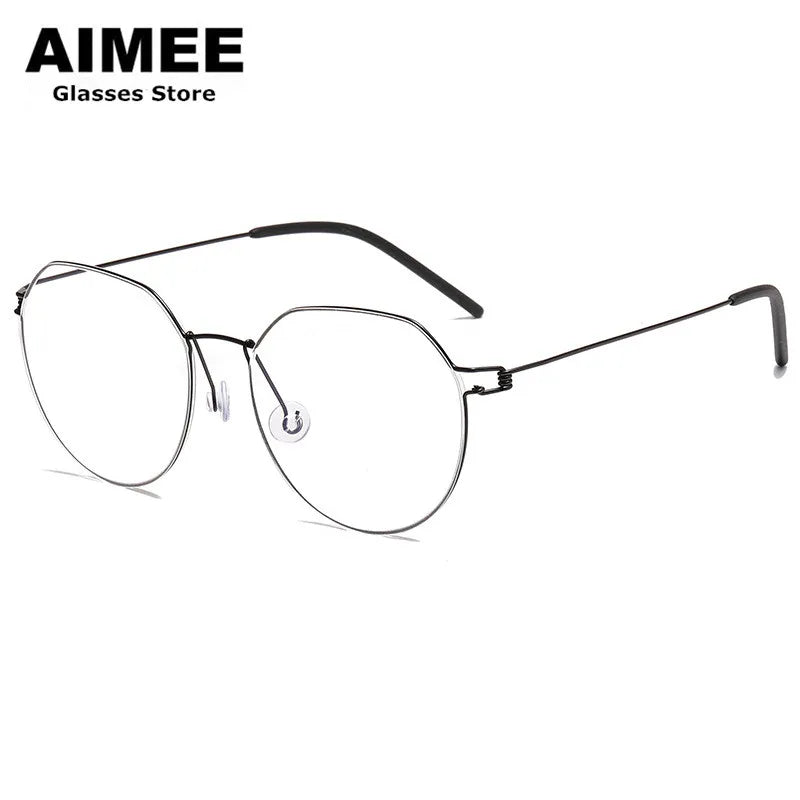 Aimee Unisex Full Rim Round Screwless Titanium Eyeglasses 52214 Full Rim Aimee   