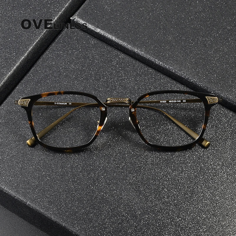 Oveliness Women's Full Rim Square Acetate Titanium Eyeglasses 3023 Full Rim Oveliness   