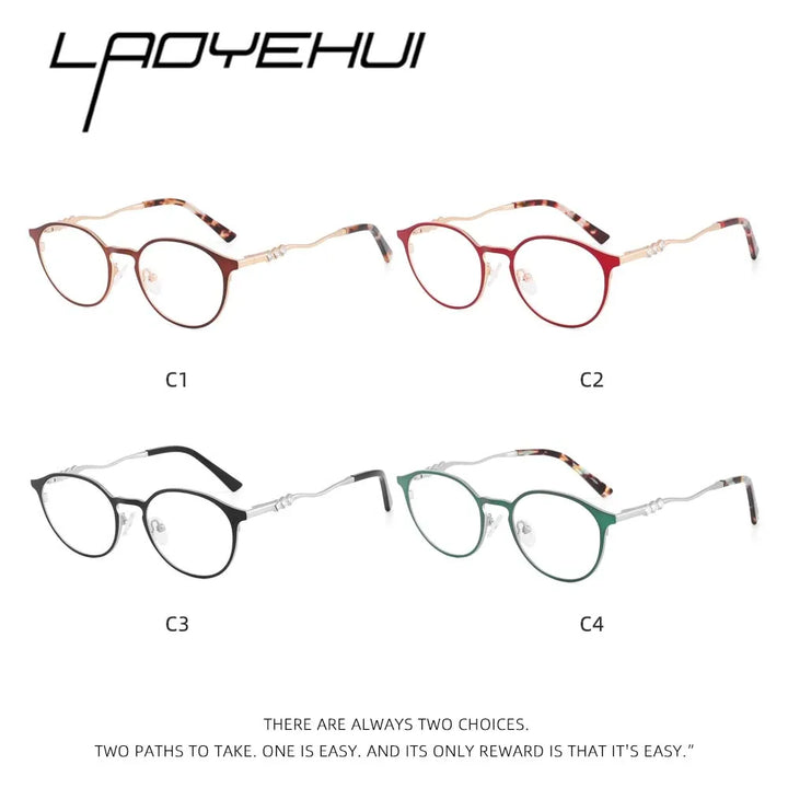 Laoyehui Women's Full Rim Round Alloy Acetate Reading Glasses L8972 Reading Glasses Laoyehui   