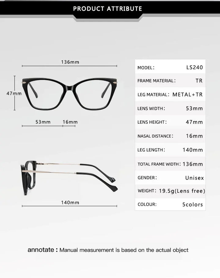 Vicky Women's Full Rim Square Cat Eye Tr 90 Alloy Reading Glasses 77240