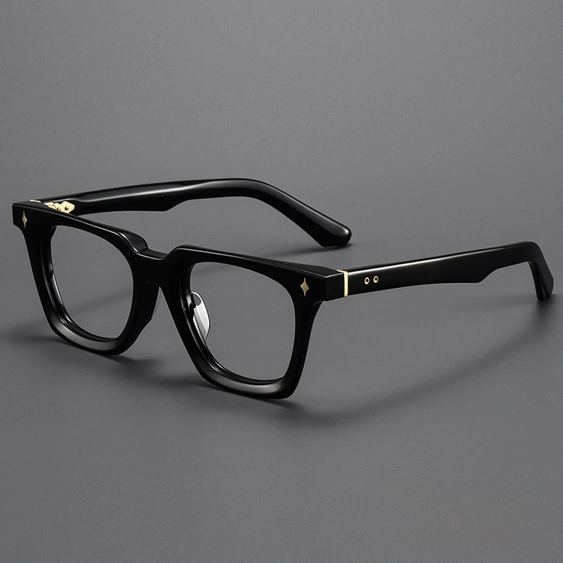 Yimaruili Unisex Full Rim Square Thick Acetate Eyeglasses Y55015 Full Rim Yimaruili Eyeglasses Black Gold  