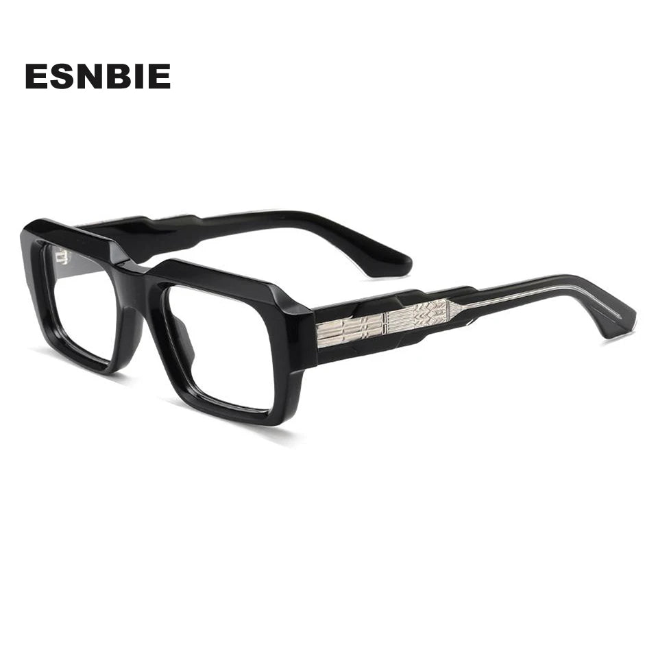Esnbie Unisex Full Rim Square Acetate Eyeglasses 25SA010-1