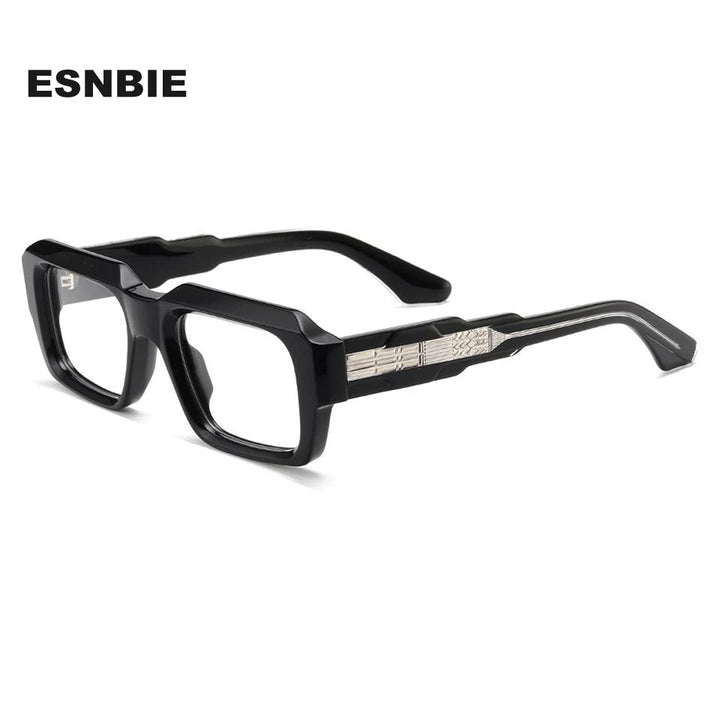 Esnbie Unisex Full Rim Square Acetate Eyeglasses 25SA010-1