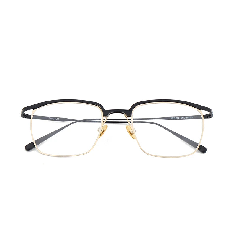 Bobbie Unisex Semi Rim Square Brow Line Titanium Eyeglasses 415121