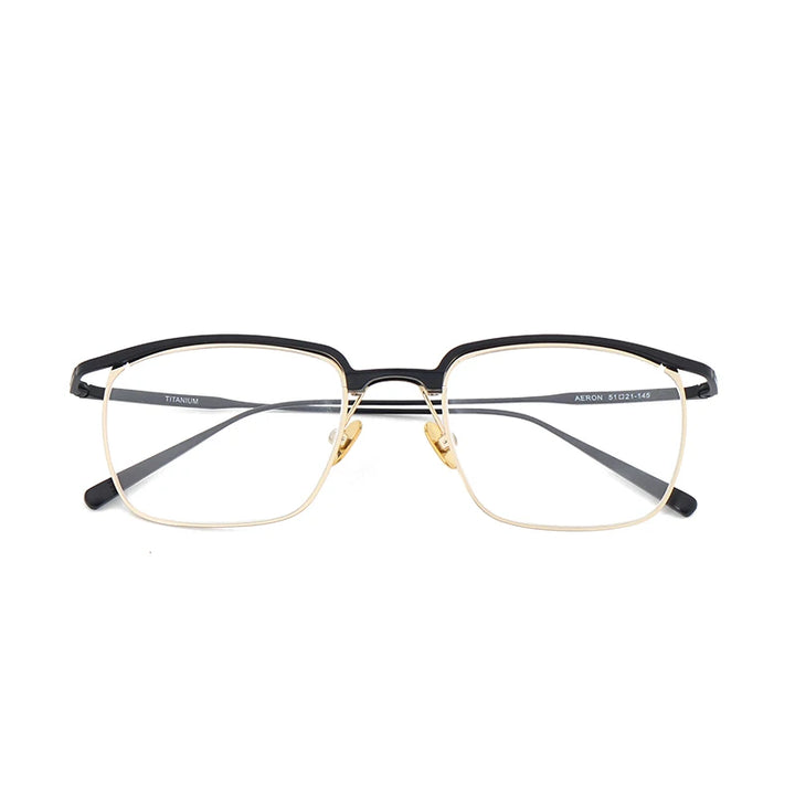 Bobbie Unisex Semi Rim Square Brow Line Titanium Eyeglasses 415121