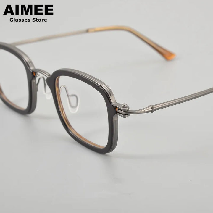 Aimee Unisex Full Rim Square Acetate Titanium Eyeglasses 5869 Full Rim Aimee   