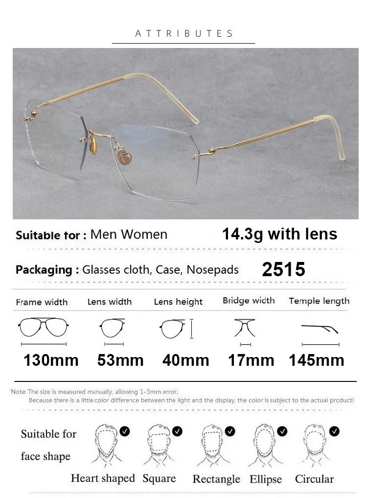 Bobbie Women's Rimless Polygon Square Titanium Eyeglasses 251256