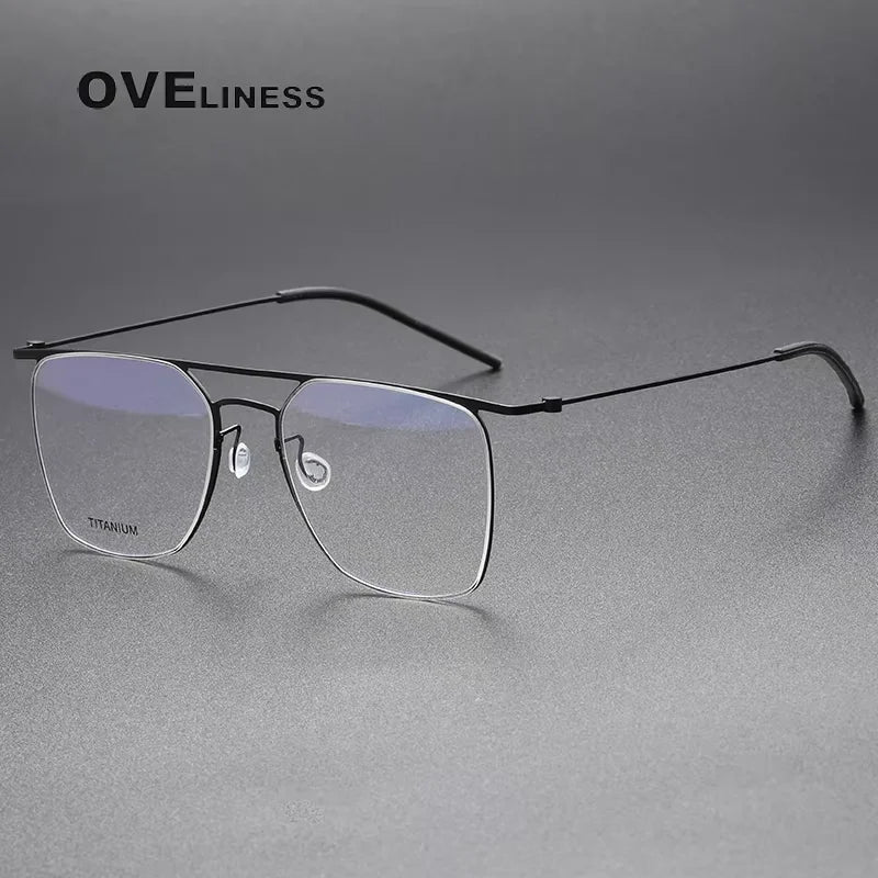 Oveliness Unisex Full Rim Square Double Bridge Steel Eyeglasses 45503 Full Rim Oveliness black