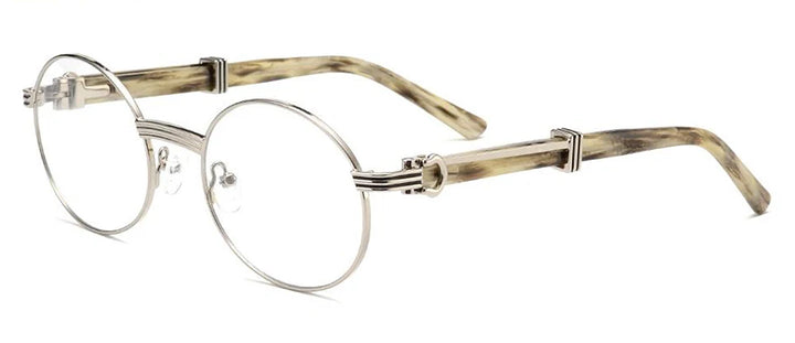 Esnbie Unisex Full Rim Round Alloy Eyeglasses 25SM083-1