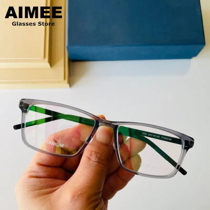 Aimee Unisex Full Rim Square Titanium Acetate Eyeglasses 1228 Full Rim Aimee Grey  