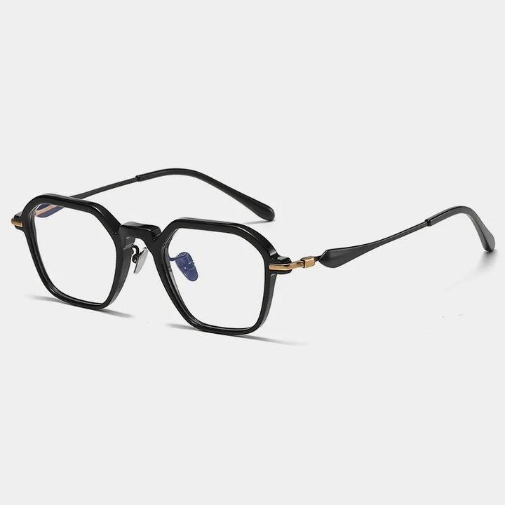 Nobler Unisex Full Rim Flat Top Square Acetate Titanium Eyeglasses A605 Full Rim Nobler C3  