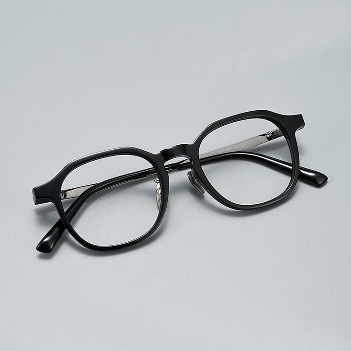 Black Mask Unisex Full Rim Square Titanium Acetate Eyeglasses 396574