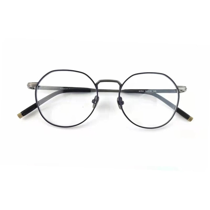 Black Mask Unisex Full Rim Round Titanium Eyeglasses M137 Full Rim Black Mask Black-Gray  