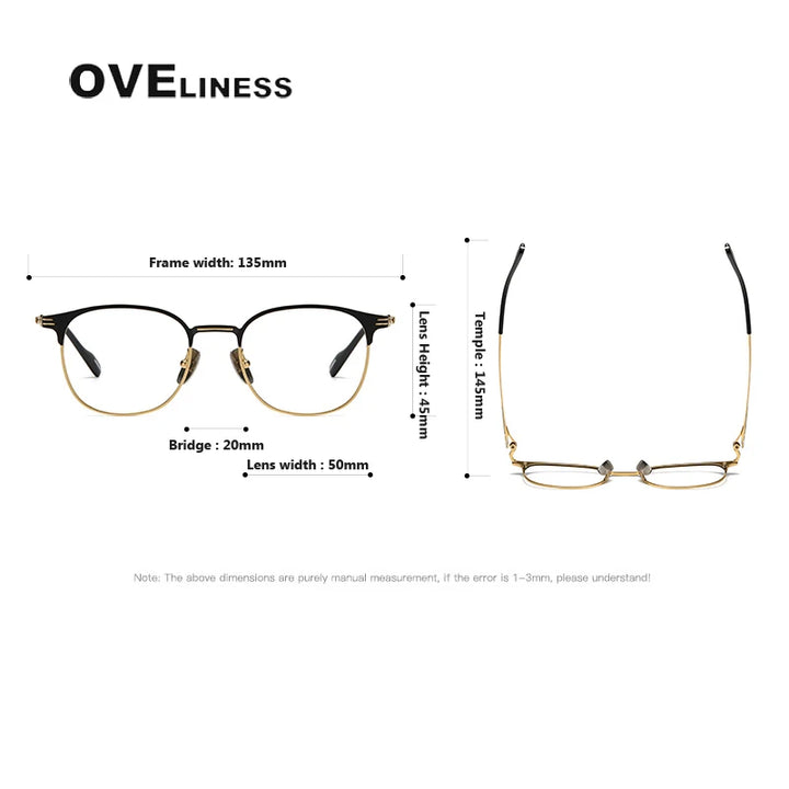 Oveliness Unisex Full Rim Round Square Titanium Eyeglasses 70807 Full Rim Oveliness   