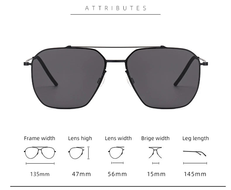 Black Mask Women's Full Rim Square Double Bridge Titanium Sunglasses 398804