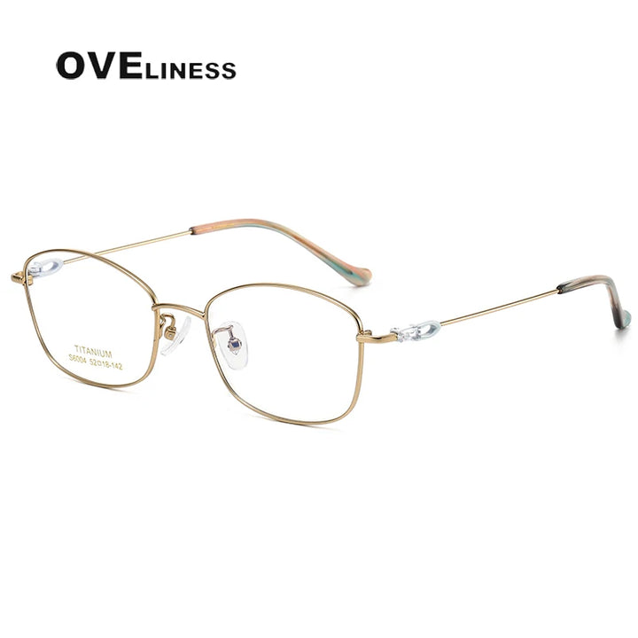 Oveliness Women's Full Rim Oval Square Titanium Eyeglasses 196004 Full Rim Oveliness gold  