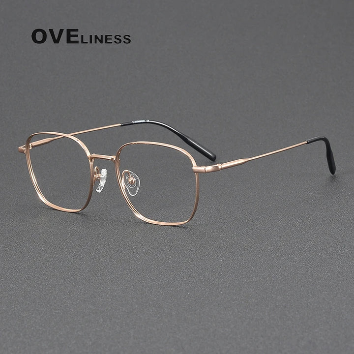 Oveliness Unisex Full Rim Square Polygon Titanium Eyeglasses 81027 Full Rim Oveliness rose gold  