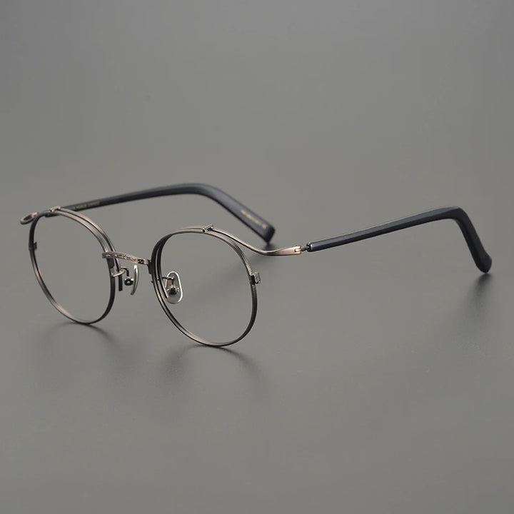 Aimee Unisex Full Rim Round Titanium Eyeglasses 14044 Full Rim Aimee Black  