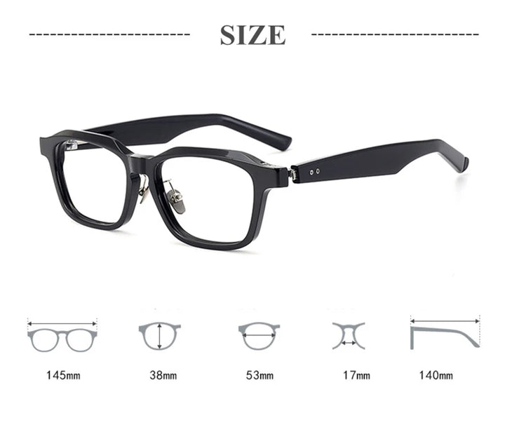 Black Mask Unisex Full Rim Square Acetate Titanium Eyeglasses 369003