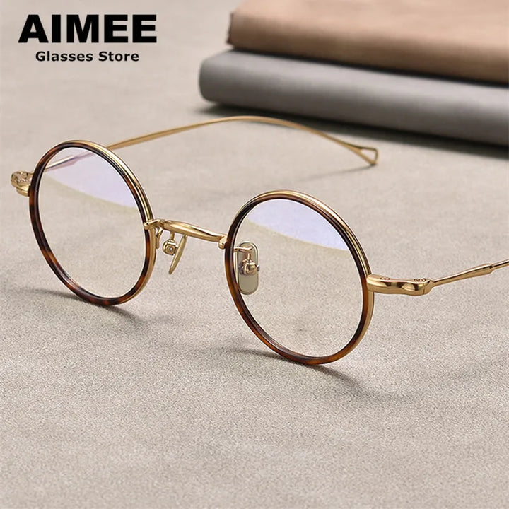 Aimee Unisex Full Rim Round Titanium Acetate Eyeglasses 22008