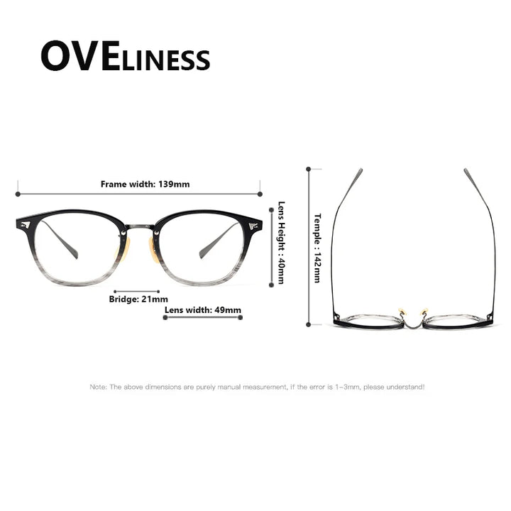 Oveliness Women's Full Rim Oval Square Acetate Titanium Eyeglasses 84548 Full Rim Oveliness