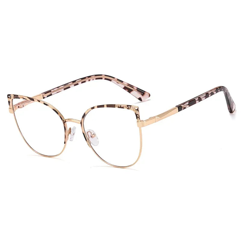 Handoer Women's Full Rim Oval Cat Eye Alloy Eyeglasses 82053 Full Rim Handoer