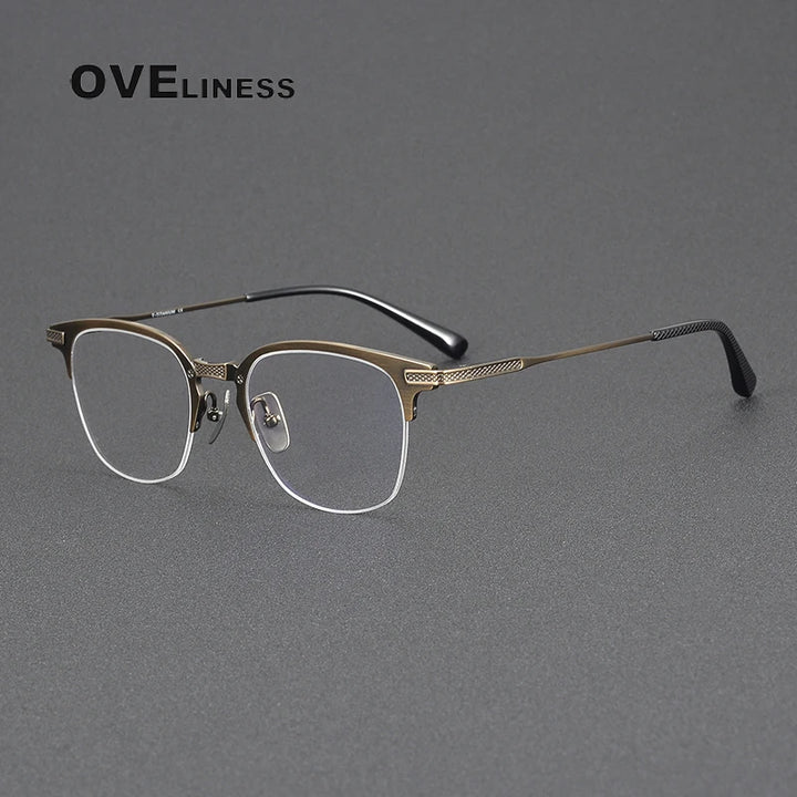 Oveliness Unisex Full Rim Big Square Titanium Eyeglasses 3424 Full Rim Oveliness bronze  