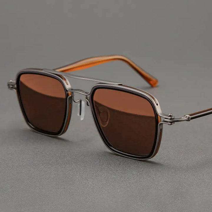 Black Mask Men Full Rim Square Titanium Polarized Sunglasses BM-5875S