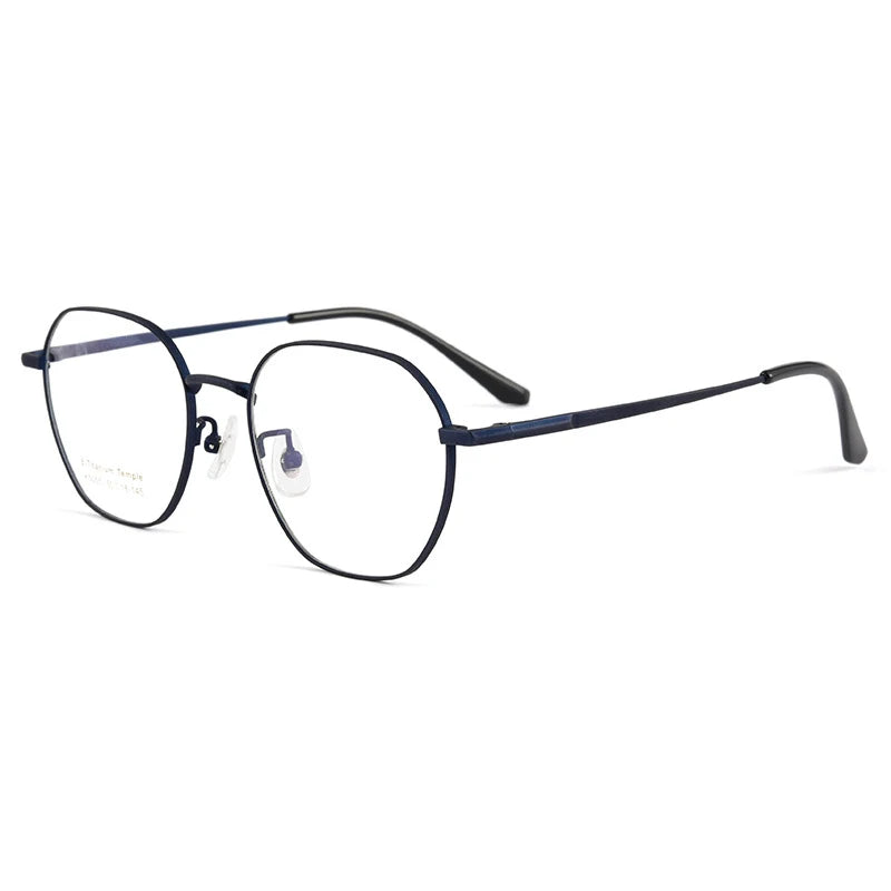 Handoer Women's Full Rim Polygon Titanium Eyeglasses 5055 Full Rim Handoer Blue  