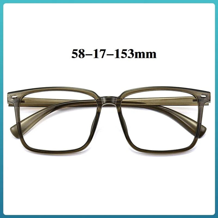 Cubojue Unisex Full Rim Large Square Tr 90 Titanium Frame Eyeglasses Full Rim Cubojue olive green no function lens 0 