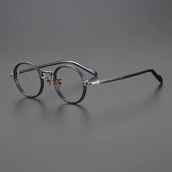 Gatenac Unisex Full Rim Round Acetate Titanium Eyeglasses Gxyj383