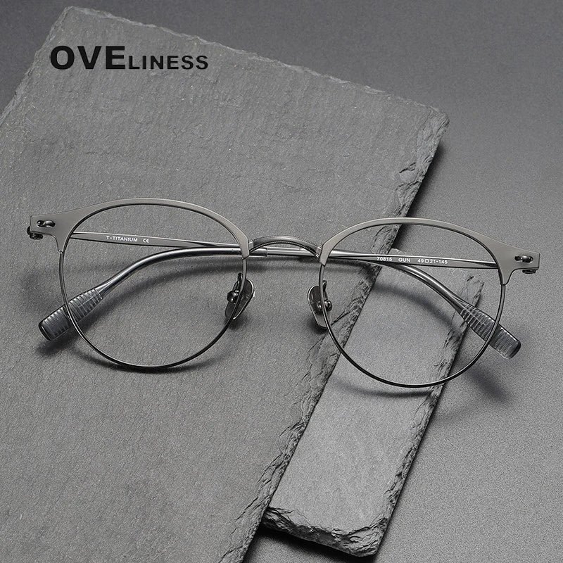 Oveliness Women's Full Rim Round Screwless Titanium Eyeglasses 70815 Full Rim Oveliness   