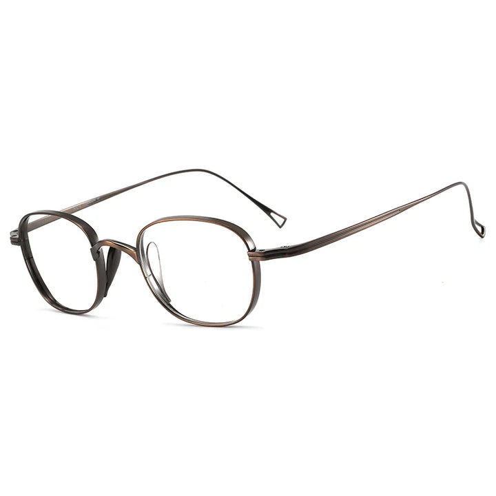 Bclear Unisex Full Rim Oval Titanium Eyeglasses 1019 Full Rim Bclear Brown  