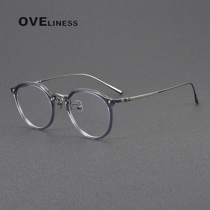Oveliness Women's Full Rim Round Titanium Acetate Eyeglasses 34054