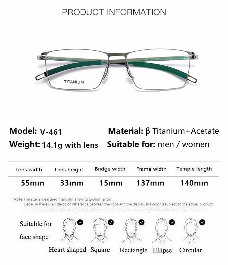 Aimee Unisex Full Rim Square Screwless Titanium Eyeglasses 46119 Full Rim Aimee   