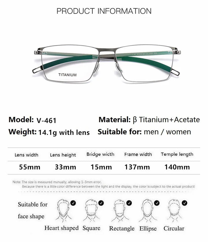 Aimee Unisex Full Rim Square Screwless Titanium Eyeglasses 46119 Full Rim Aimee   