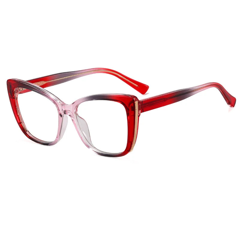 CCSpace Women's Full Rim Square Cat Eye Tr 90 Titanium Eyeglasses 57315 Full Rim CCspace Red  