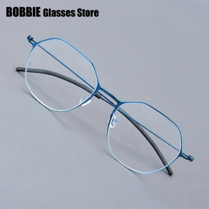 Bobbie Women's Full Rim Flat Top Polygon Titanium Eyeglasses 965540