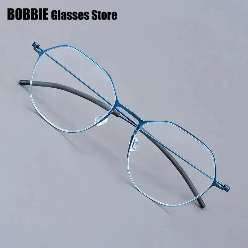 Bobbie 554065 Unisex Flat Tip Full Rim Polygon Titanium Frames FuzWeb
