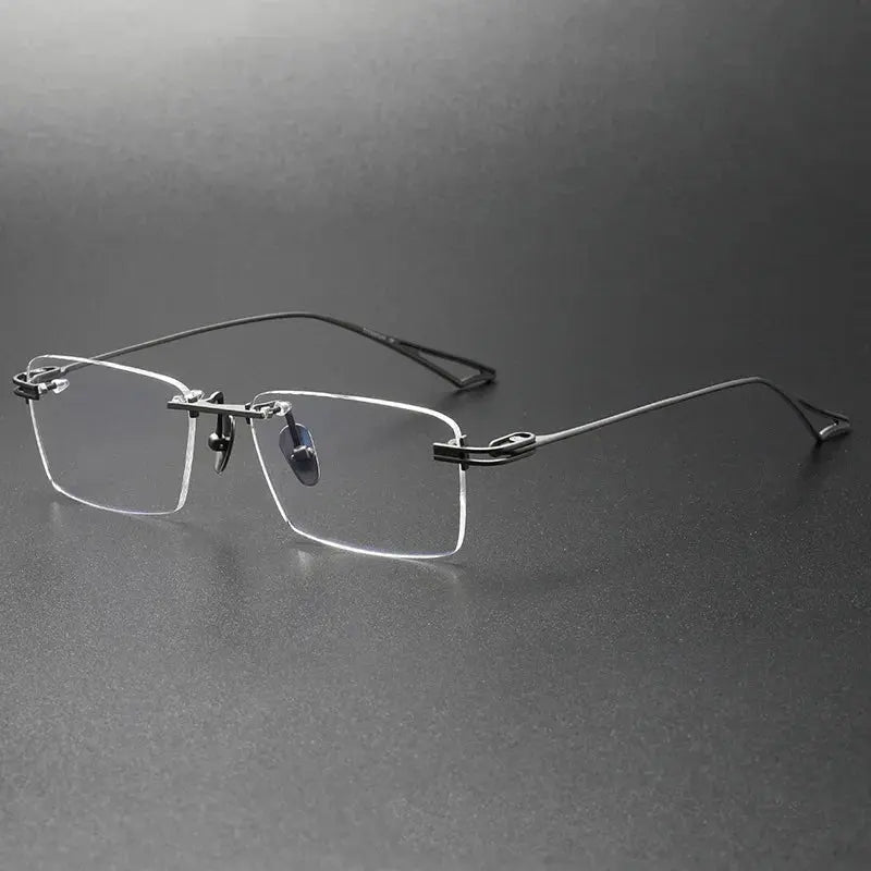Aror Unisex Rimless Polygon Square Titanium Eyeglasses 622197.