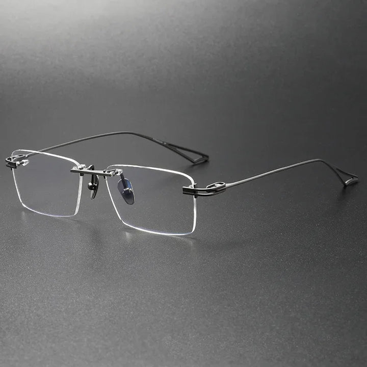 Aror Unisex Rimless Square Titanium Eyeglasses 22497 Rimless Aror GRAY