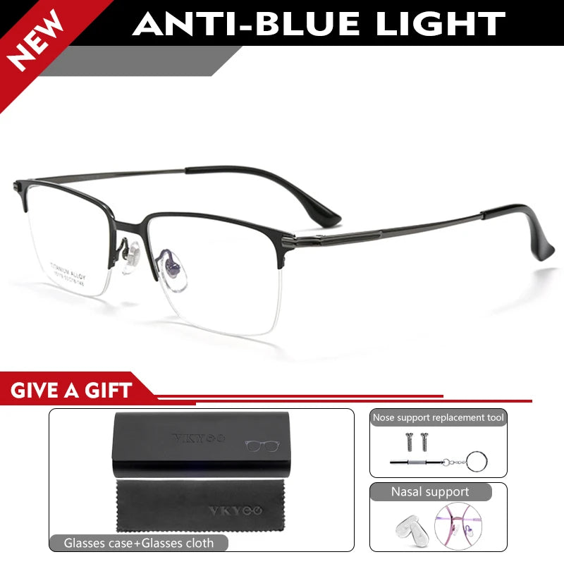 Vicky Unisex Semi Rim Square Titanium Reading Glasses V15119 Reading Glasses Vicky prescription custom X15119B-C52 