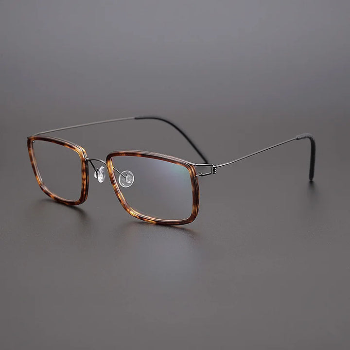 Black Mask Unisex Full Rim Rectangle Titanium Acetate Eyeglasses 5039 Full Rim Black Mask Tortoise-Gray  