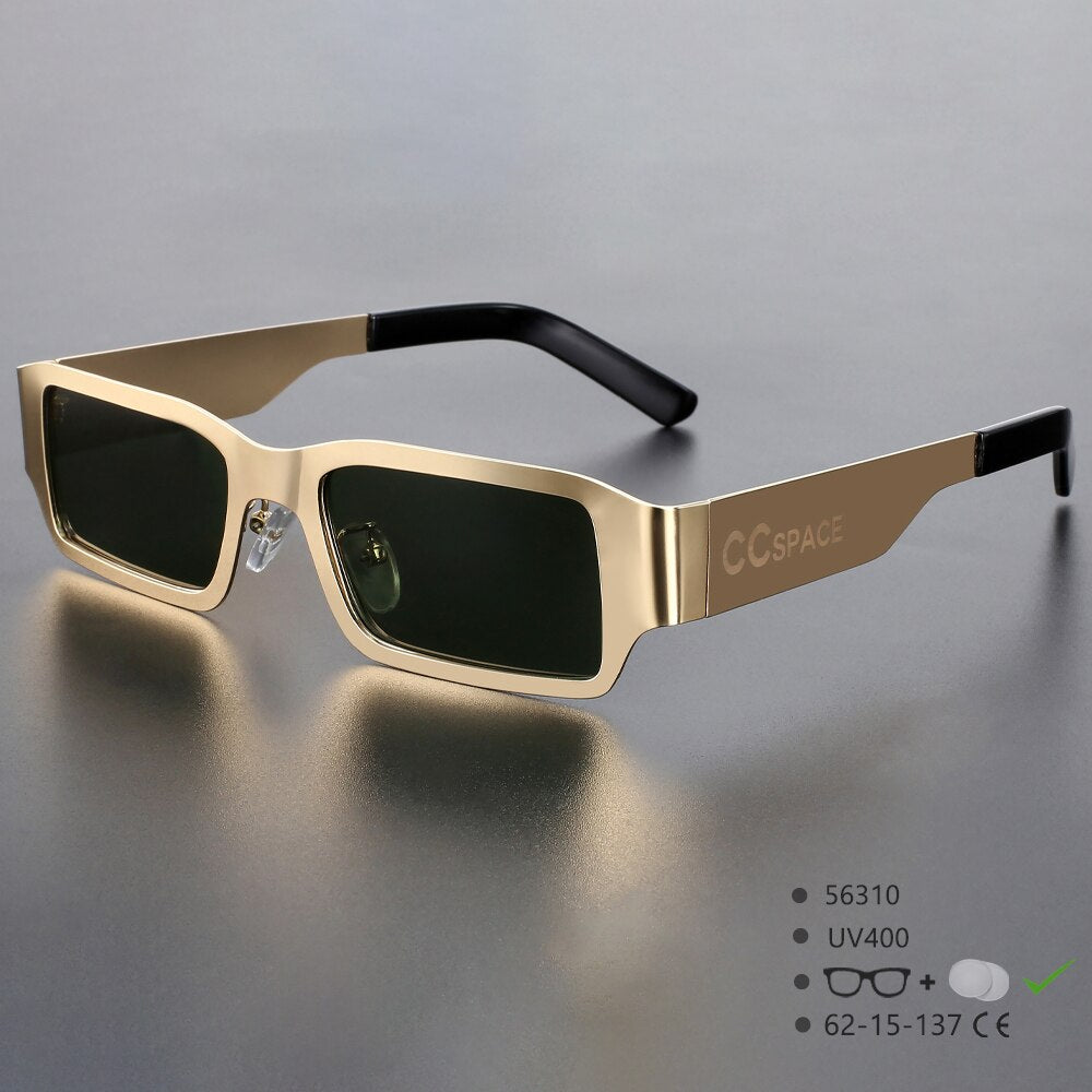CCSpace Unisex Full Rim Rectangle Alloy UV400 Sunglasses 56310 Sunglasses CCspace Sunglasses CCspaceGold  